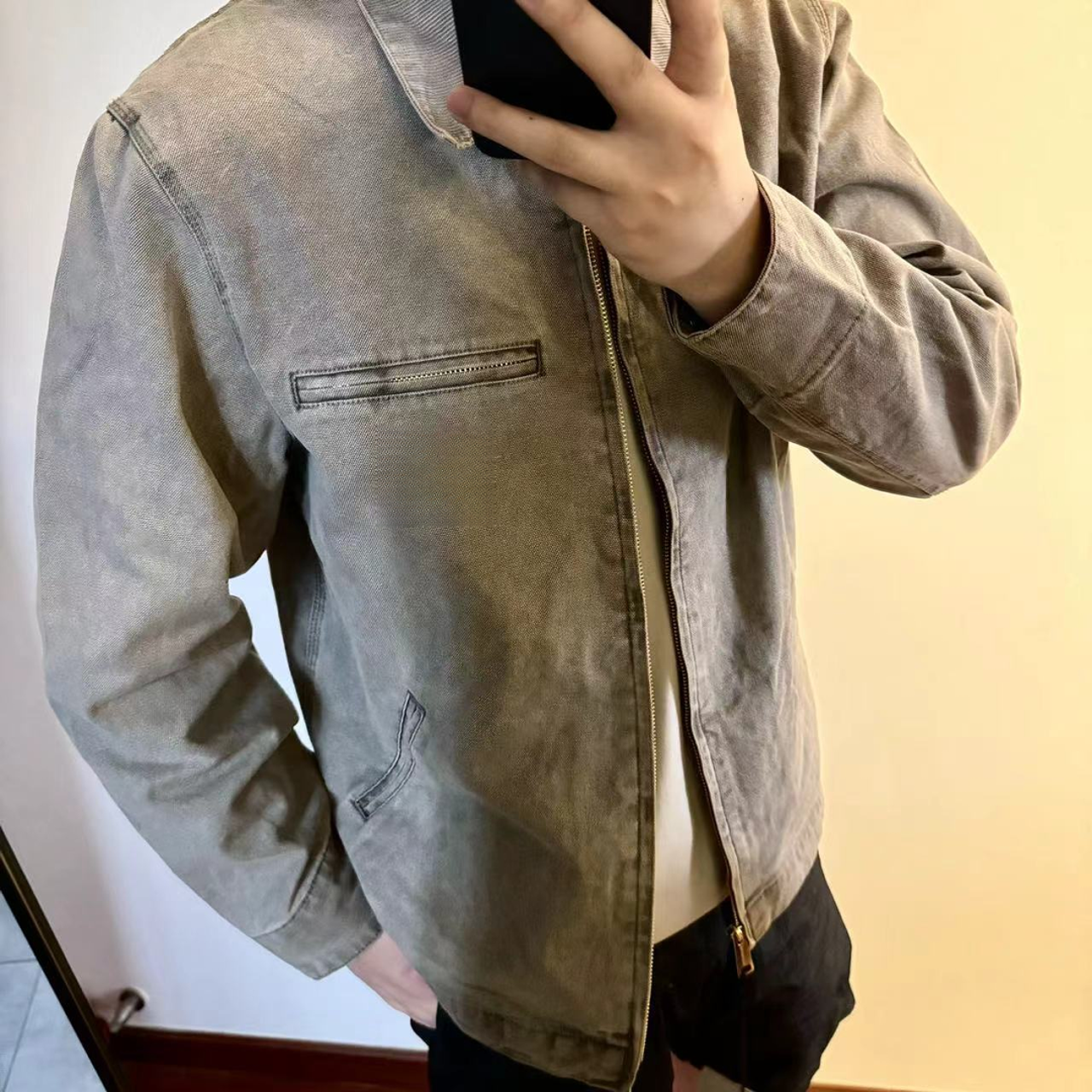 美式牛仔复古翻领内衬底特律夹克工装外套夹克