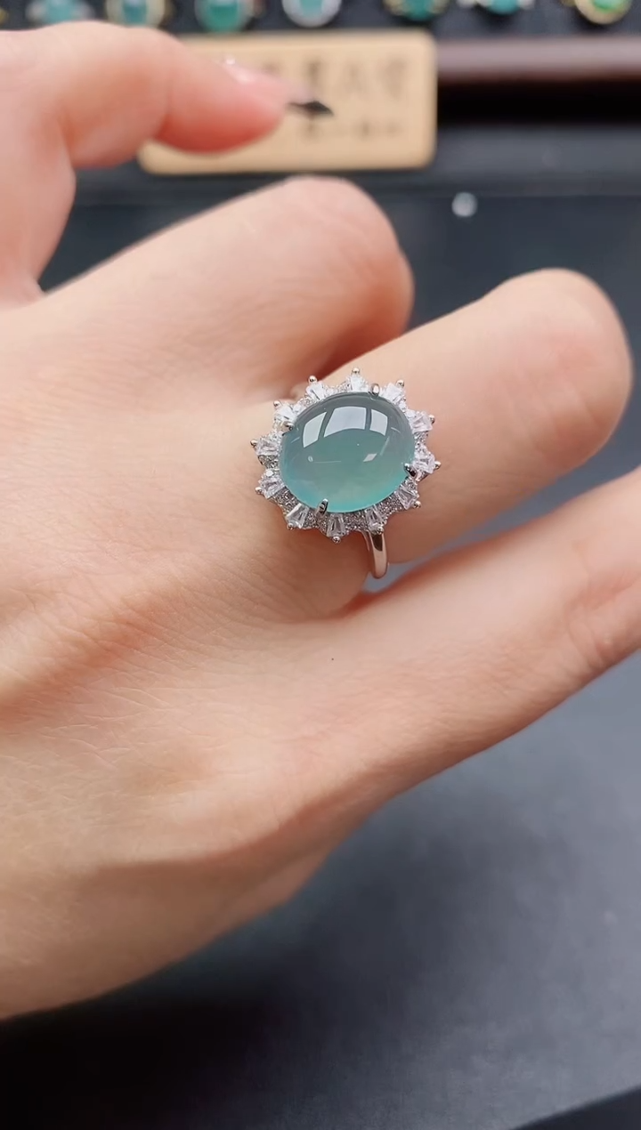 银S925镶嵌戒指翡翠1