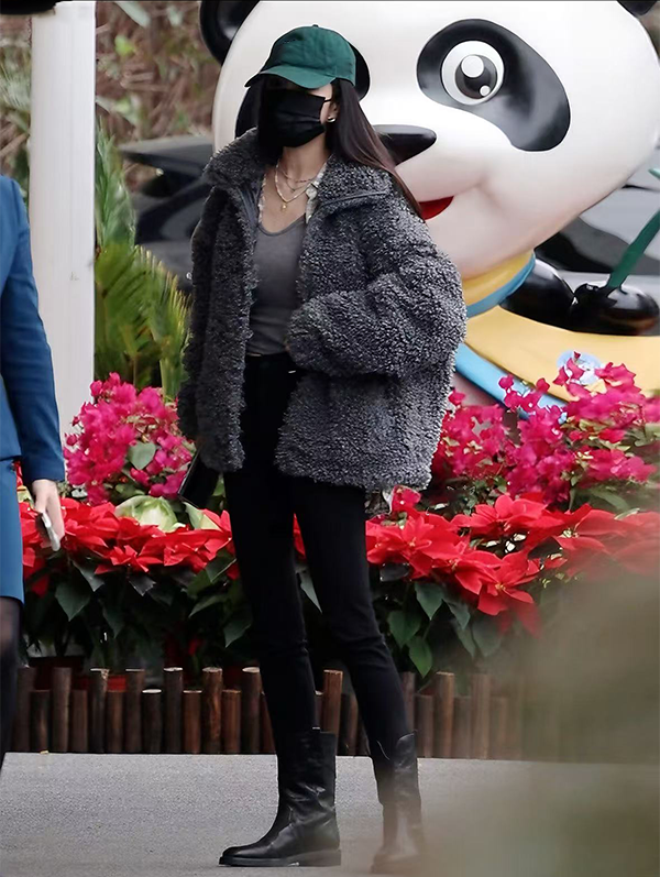 【幂姐同款】灰色立领棉羊毛外套女冬季超好看宽松加厚保暖毛绒绒