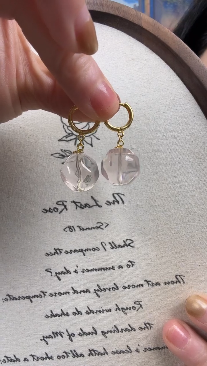 银S925镶嵌耳环水晶天然