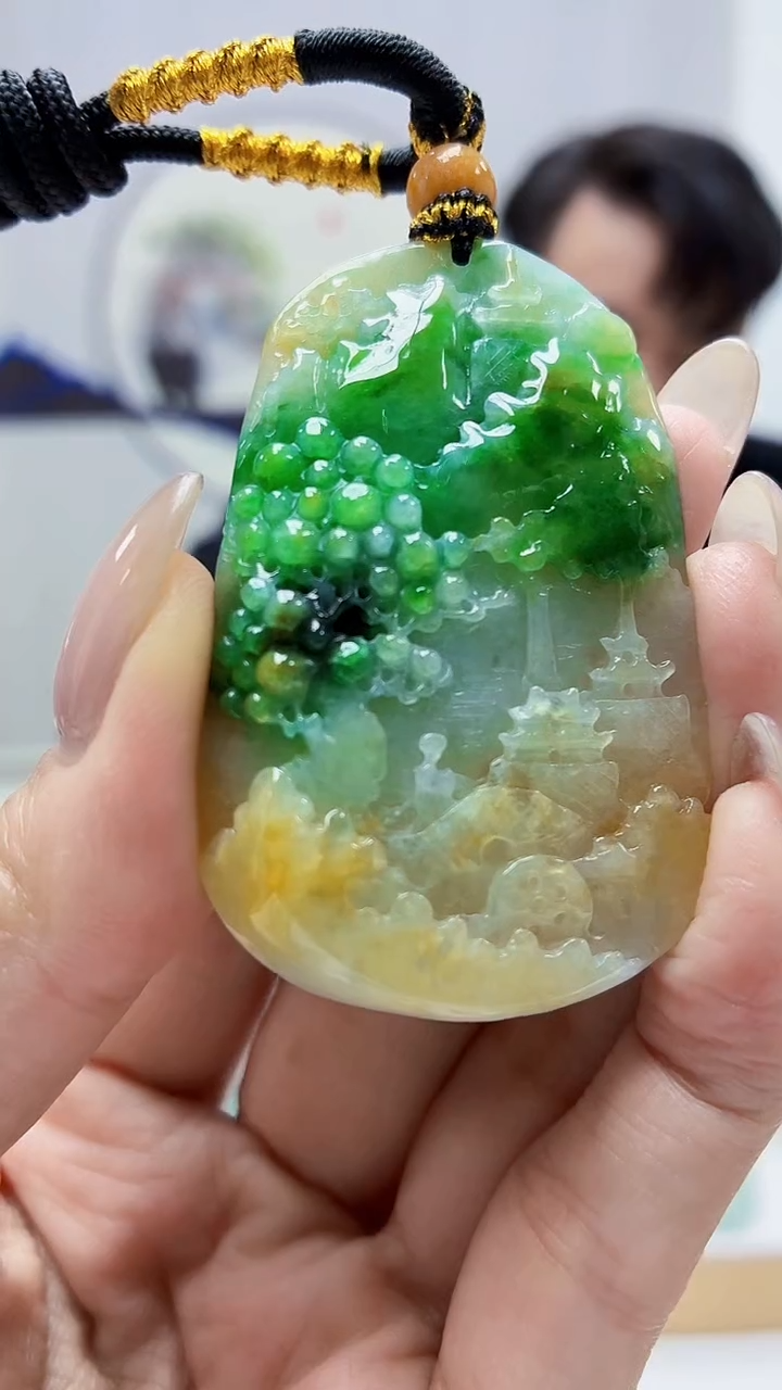 未镶嵌定制翡翠5060MM-毛货挂件76