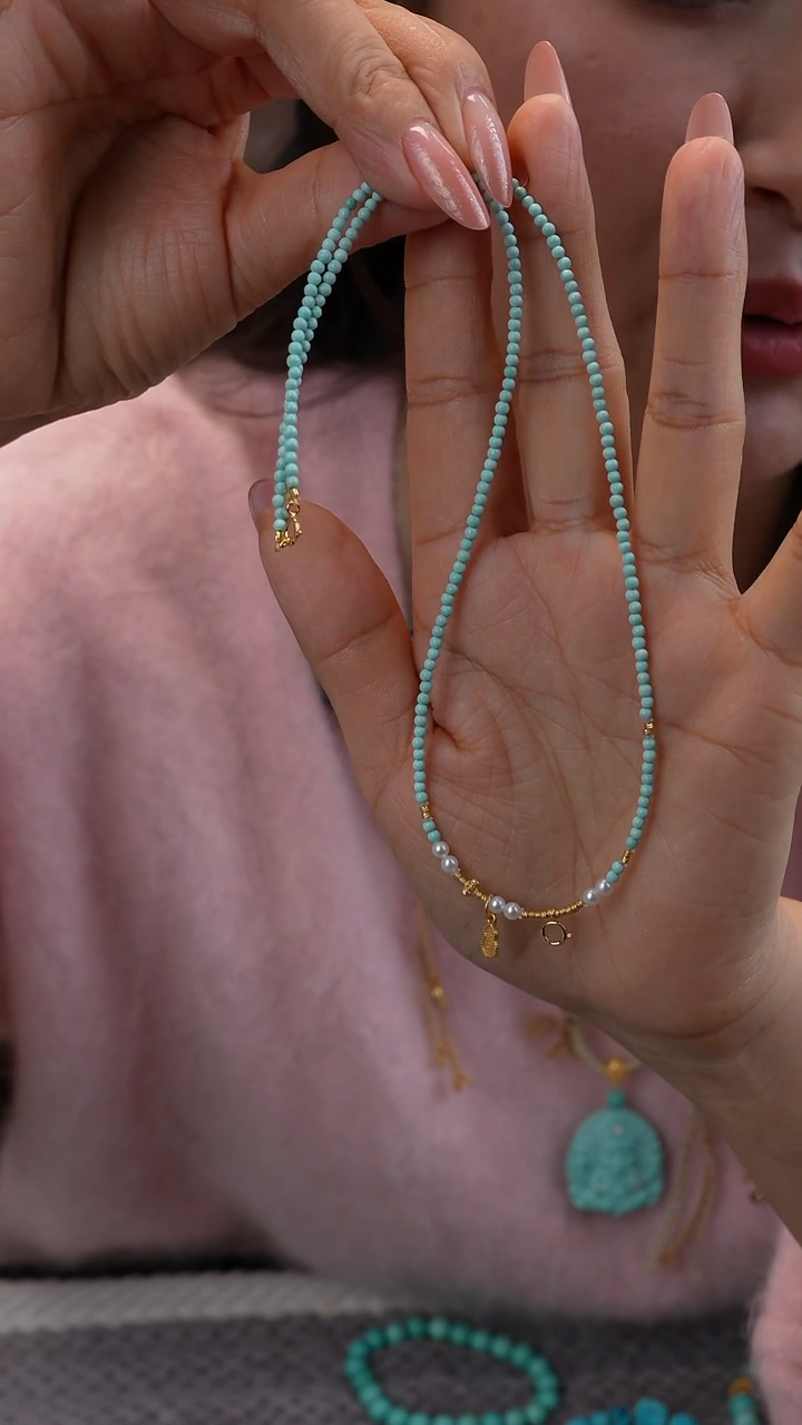 银S925镀金镶嵌绿松石项链11111