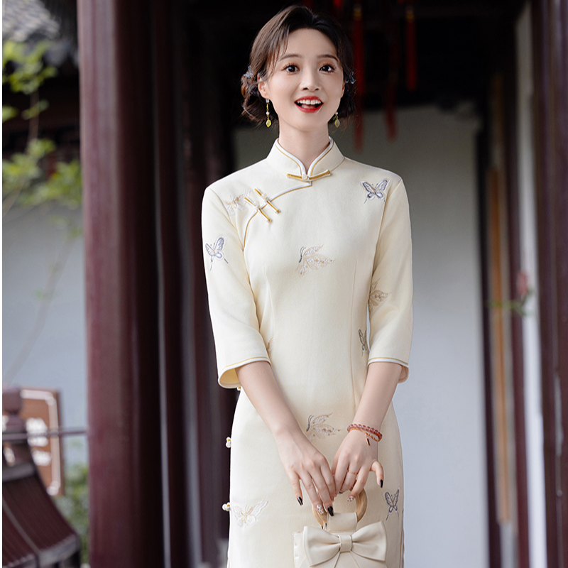 国风新中式长款旗袍2025新款年轻款女民国老上海复古修身日常可穿