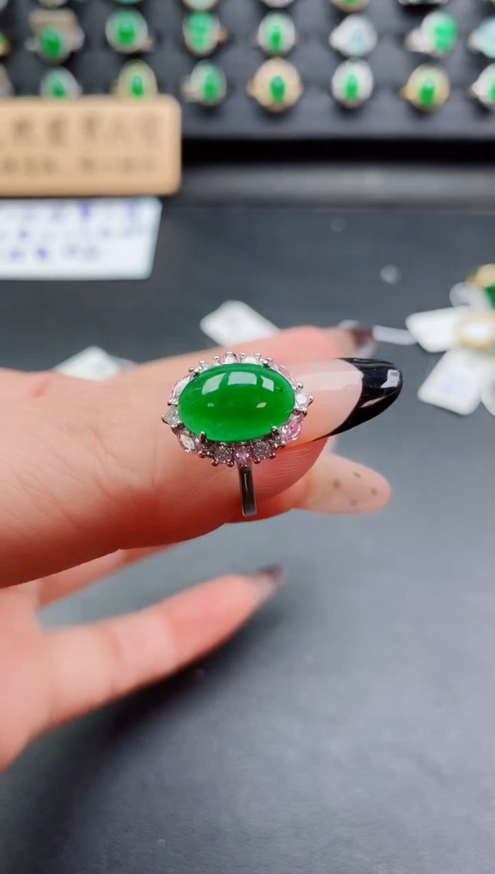银S925镶嵌戒指翡翠1