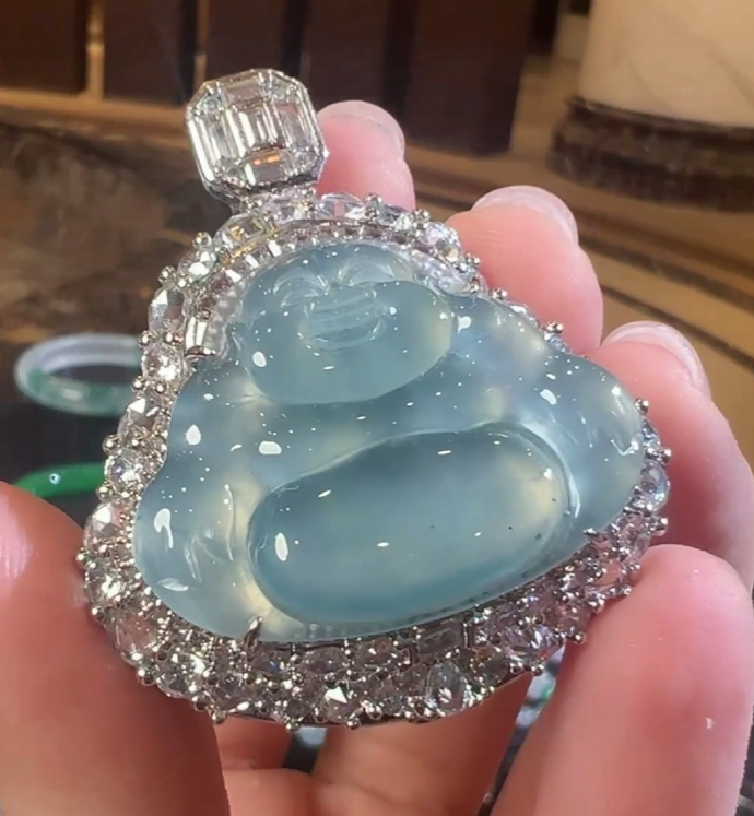 天然A货翡翠SW19佛公吊坠多样性发其一