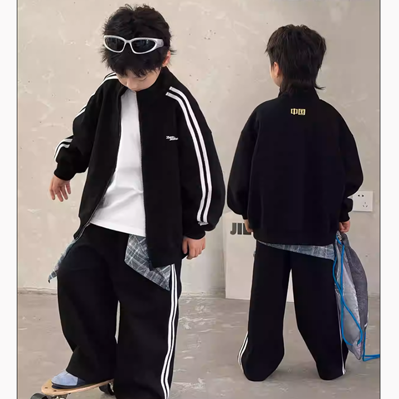 2025秋冬男童运动外套韩版宽松中大童立领夹克衫上衣