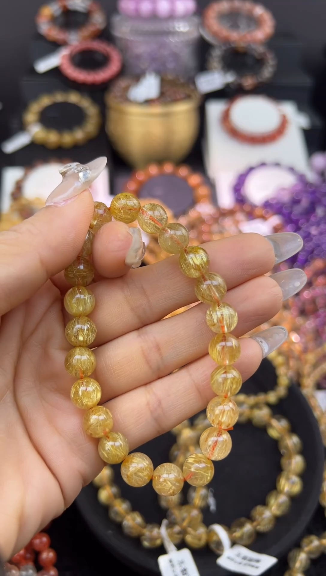 未镶嵌手串水晶金发晶9mm