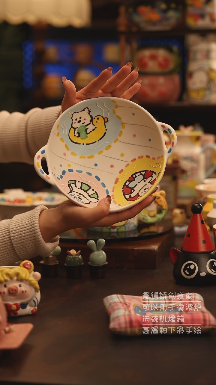 陶瓷景德镇可爱陶瓷釉下彩绘设计师款
