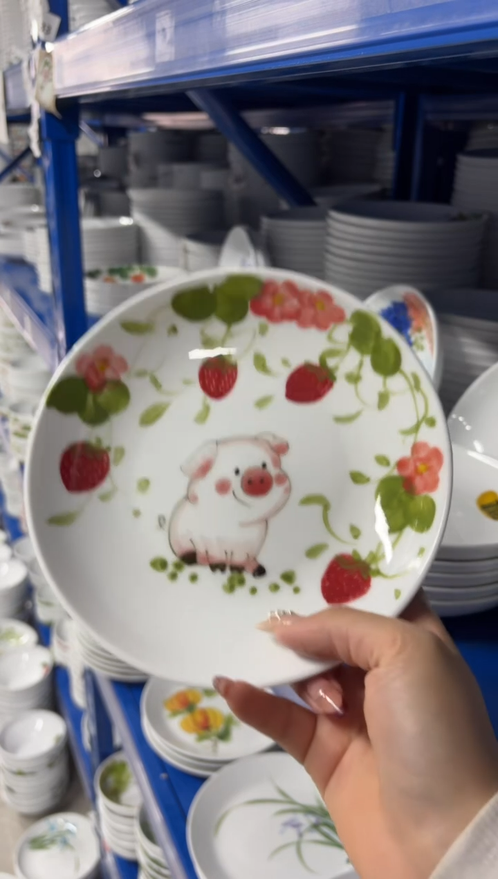 瓷片景德镇高温陶瓷食品级手绘釉中彩-浅盘