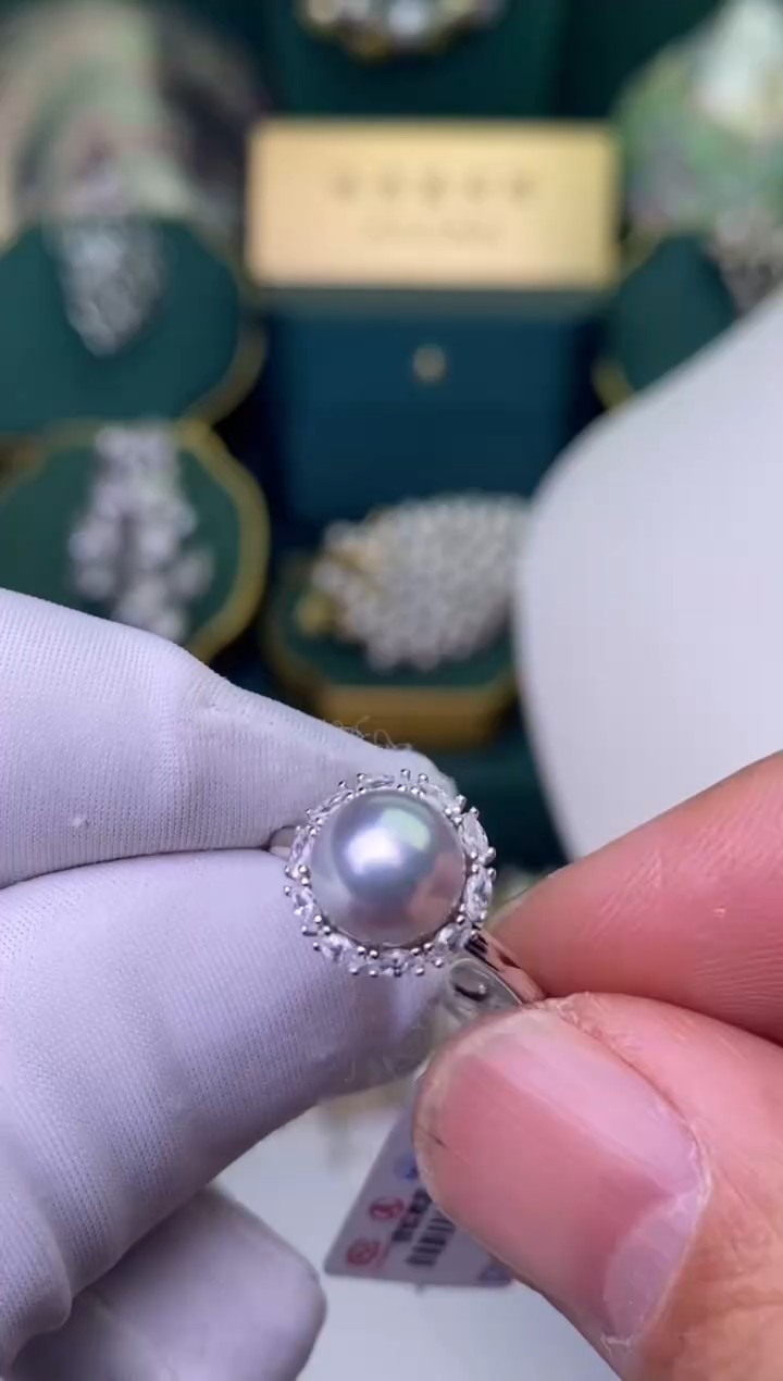 【闪购商品】海水珍珠戒指银S925镶嵌8-9