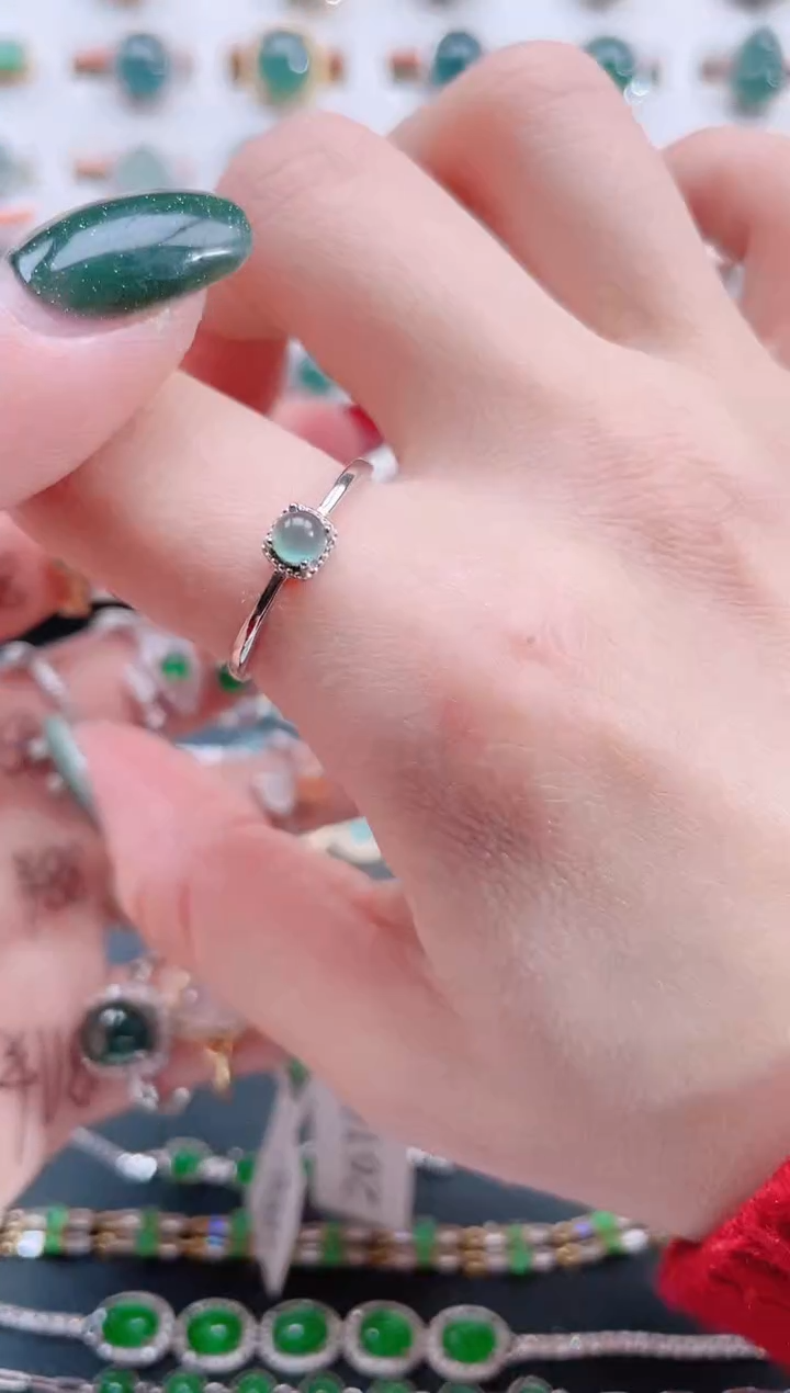 银S925镶嵌戒指翡翠天然翡翠