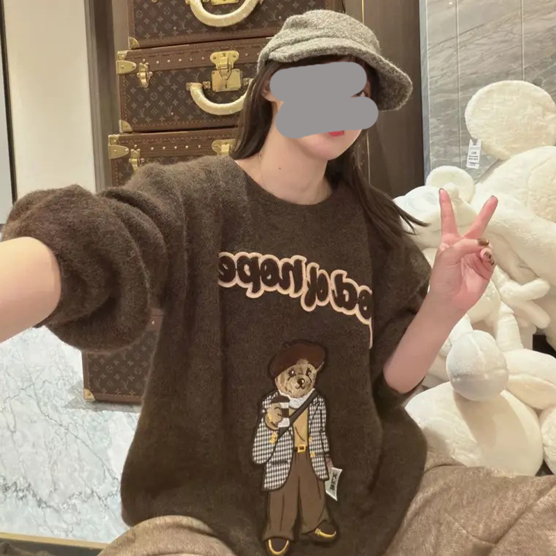 【绅士小熊】羊毛时尚针织开衫毛衣个性慵懒风毛衣女气质百搭针织衫