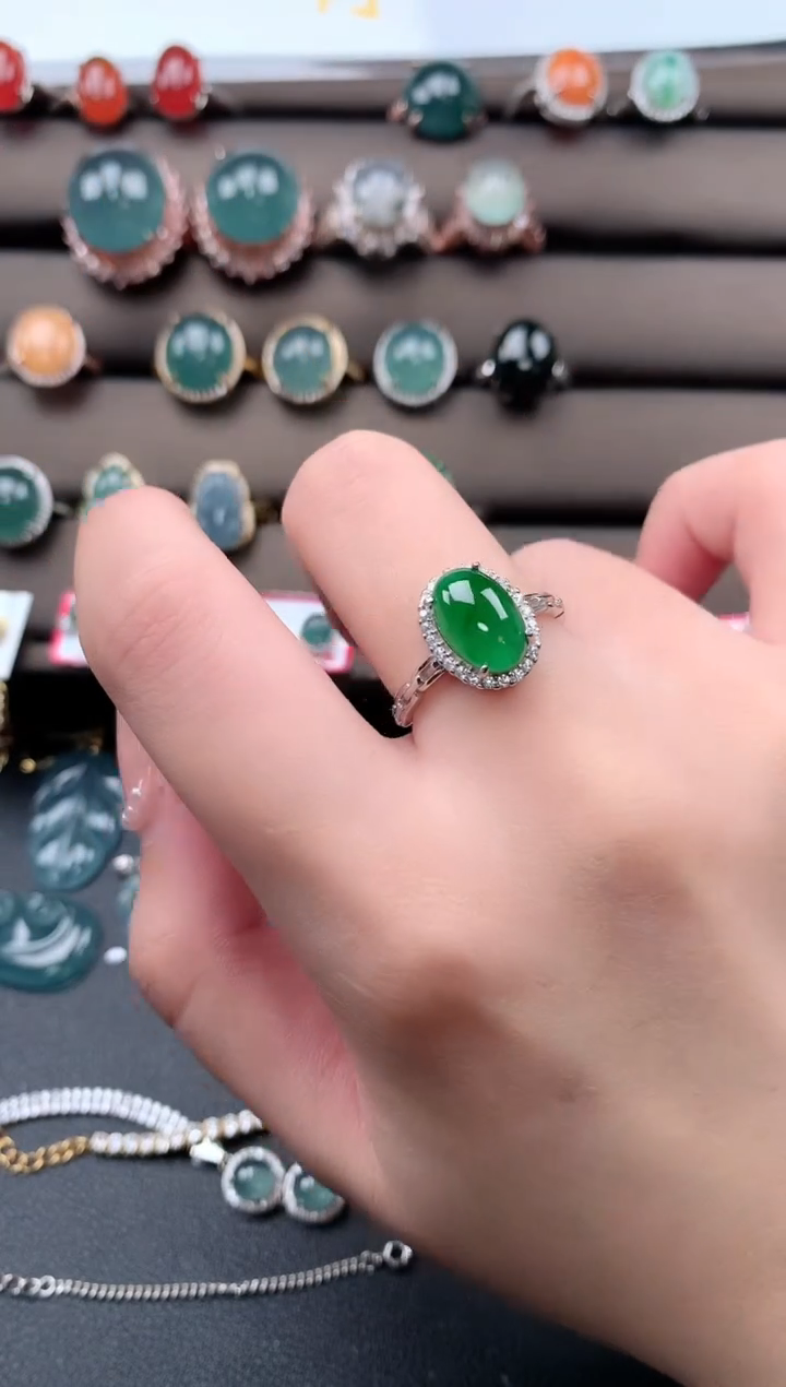 【闪购商品】翡翠戒指银S925镶嵌6445625