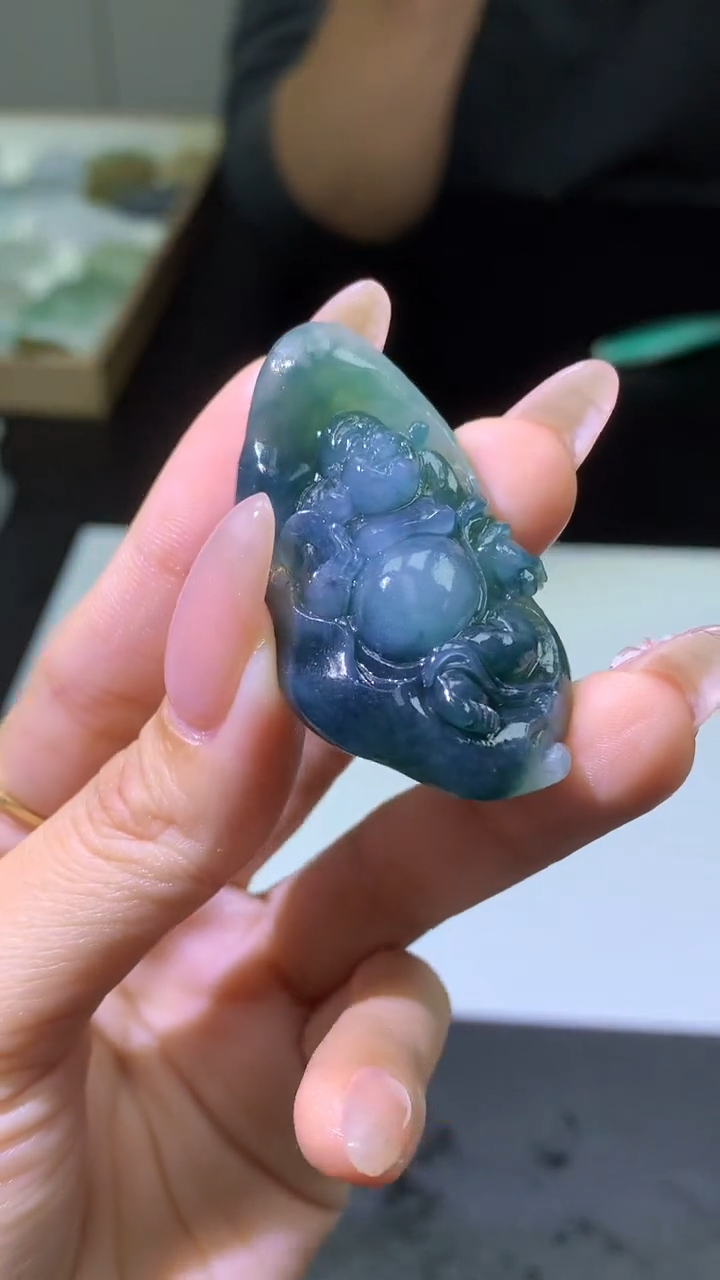 【闪购商品】定制翡翠未镶嵌002ee-毛货布袋佛57