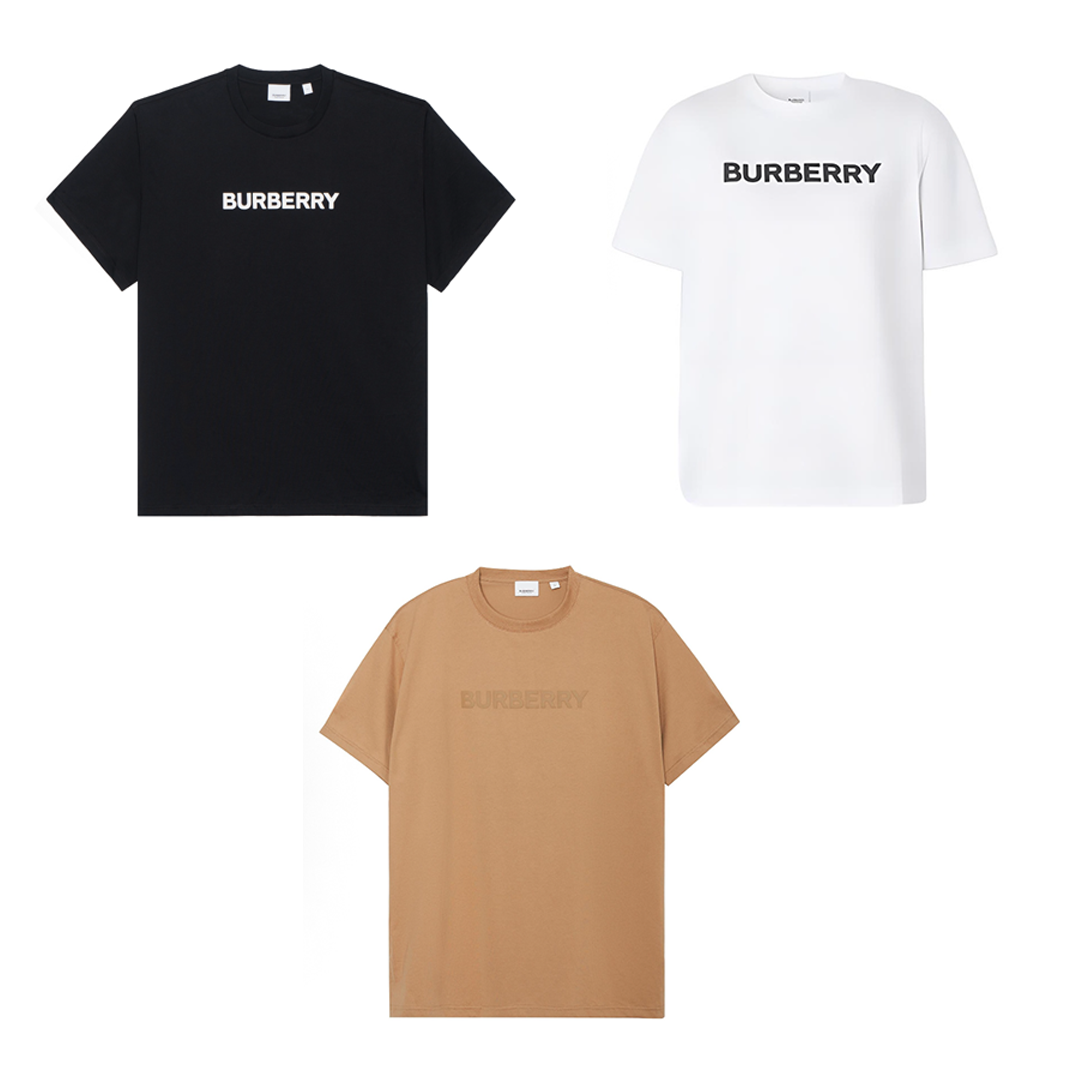 Burberry博柏利印花圆领宽松短袖T恤 男女同款 黑色/白色/棕色
