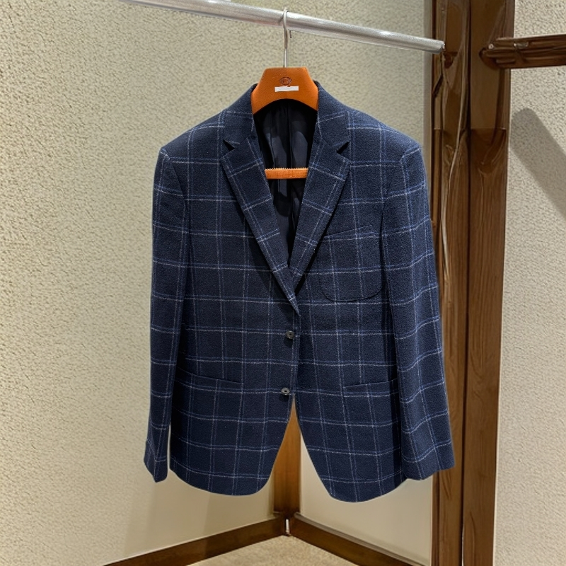 FMB6315A男士秋季休闲白底西服羊毛50%两粒扣不开衩