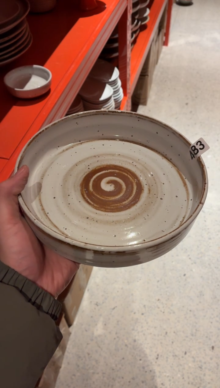 瓷片克***阿483白麻点直身盘1个