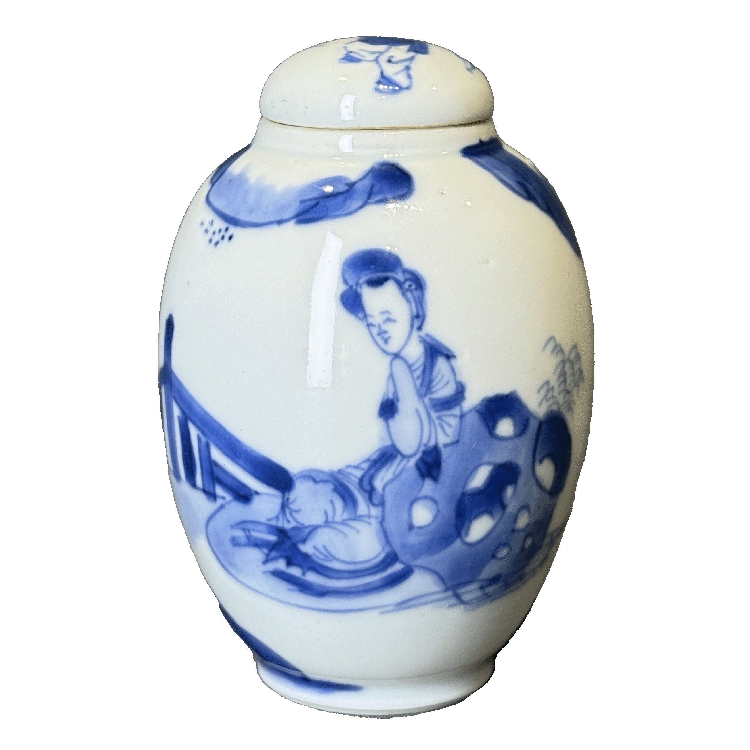 25155005t青花人物纹莲子罐