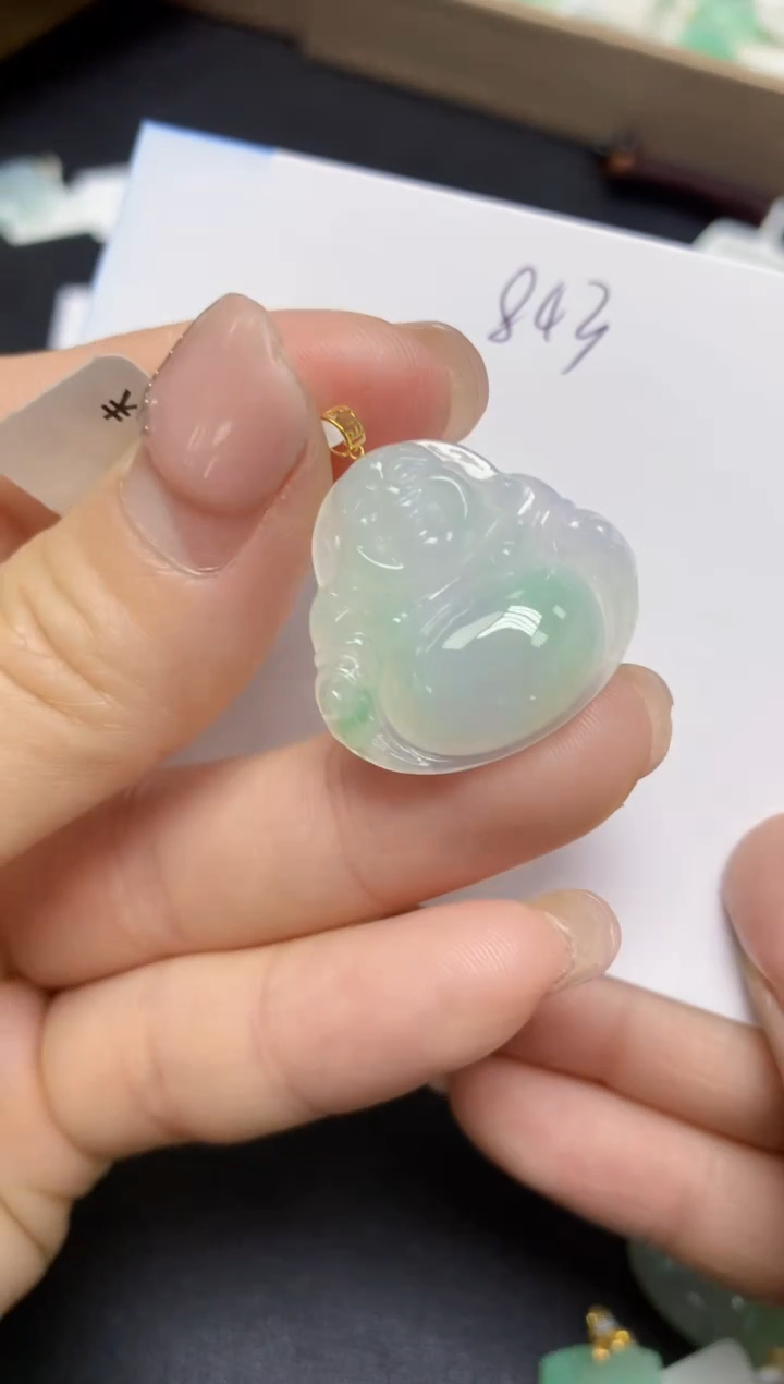 【闪购商品】翡翠挂件18K金镶嵌 天然翡翠A货