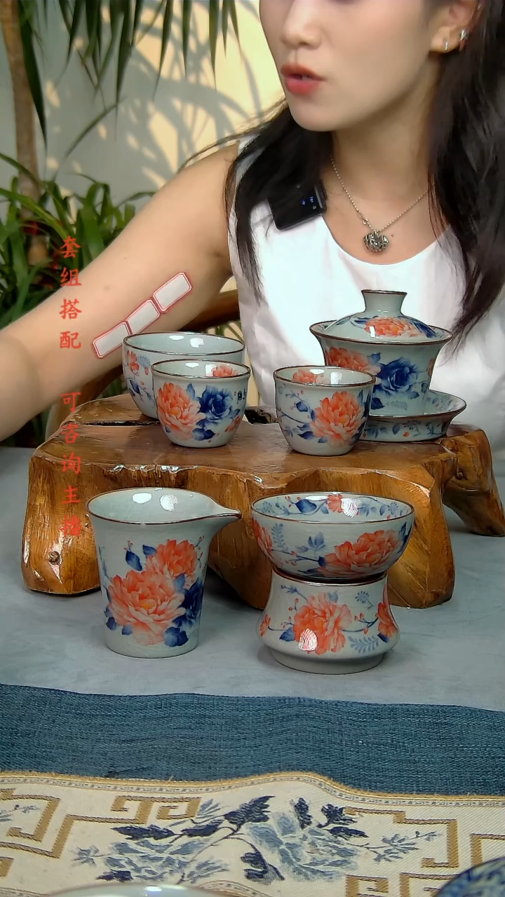 简装家用款2件套 老陶泥开片纹陶瓷茶具