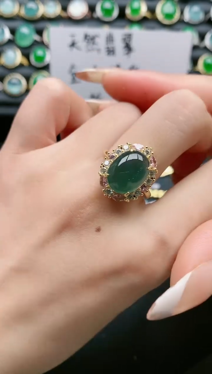 【闪购商品】翡翠戒指银S925镶嵌111111