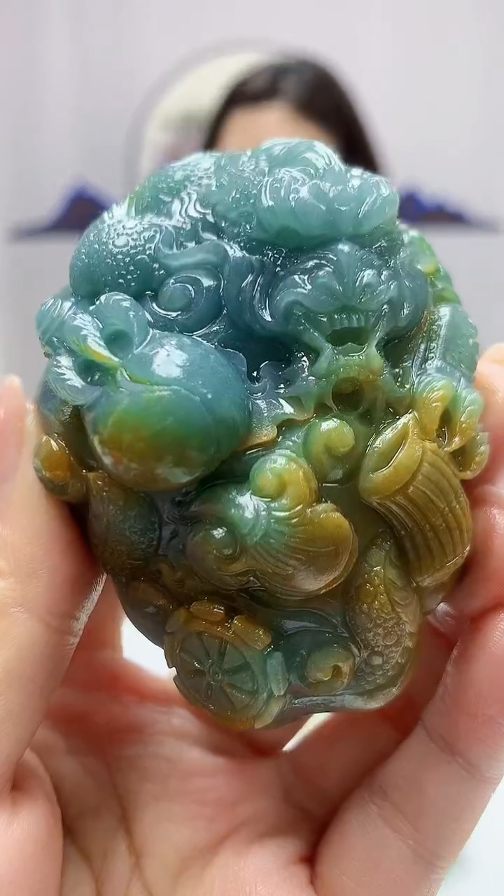 【闪购商品】定制翡翠未镶嵌4829ms-毛货挂件龙202