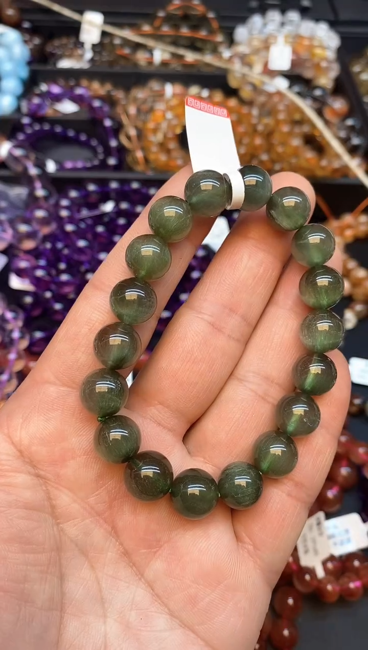【闪购商品】水晶手链未镶嵌b50 绿兔毛11mm+