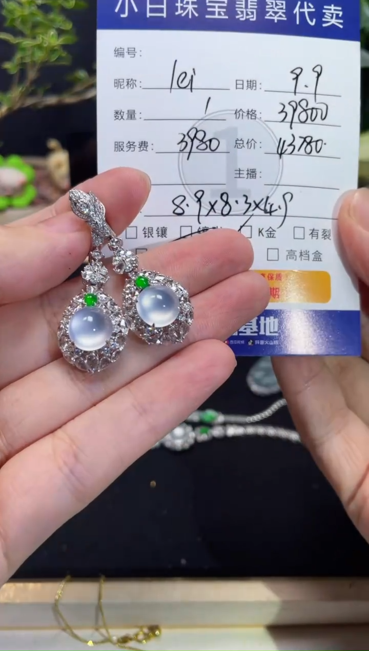18K金镶嵌翡翠耳饰l*i耳饰