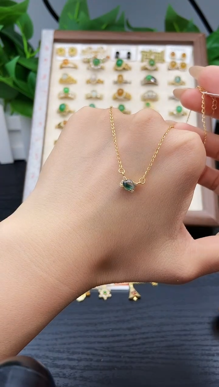 颈饰银S925镶嵌翡翠12