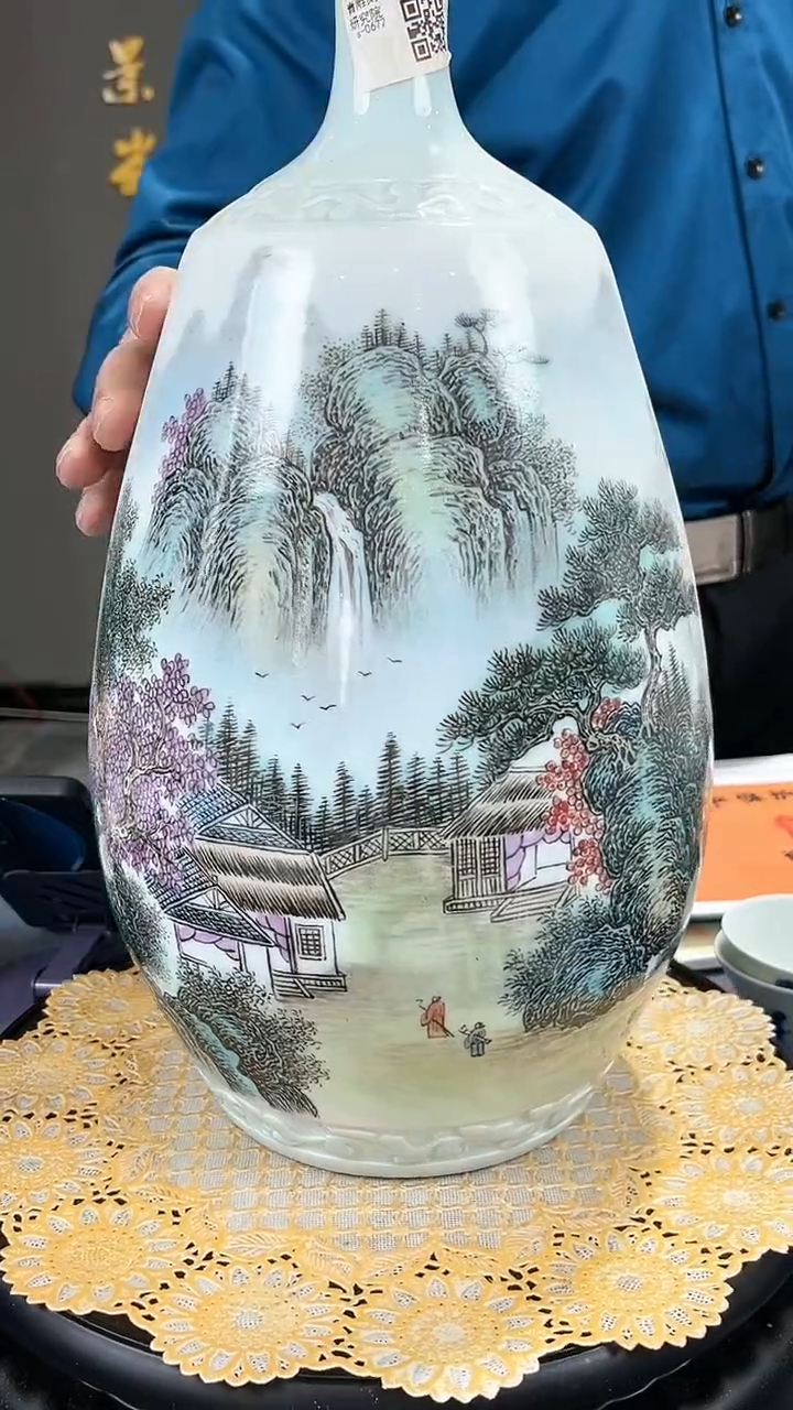 【闪购商品】官窑瓷画院872官窑瓷画院山水赏瓶