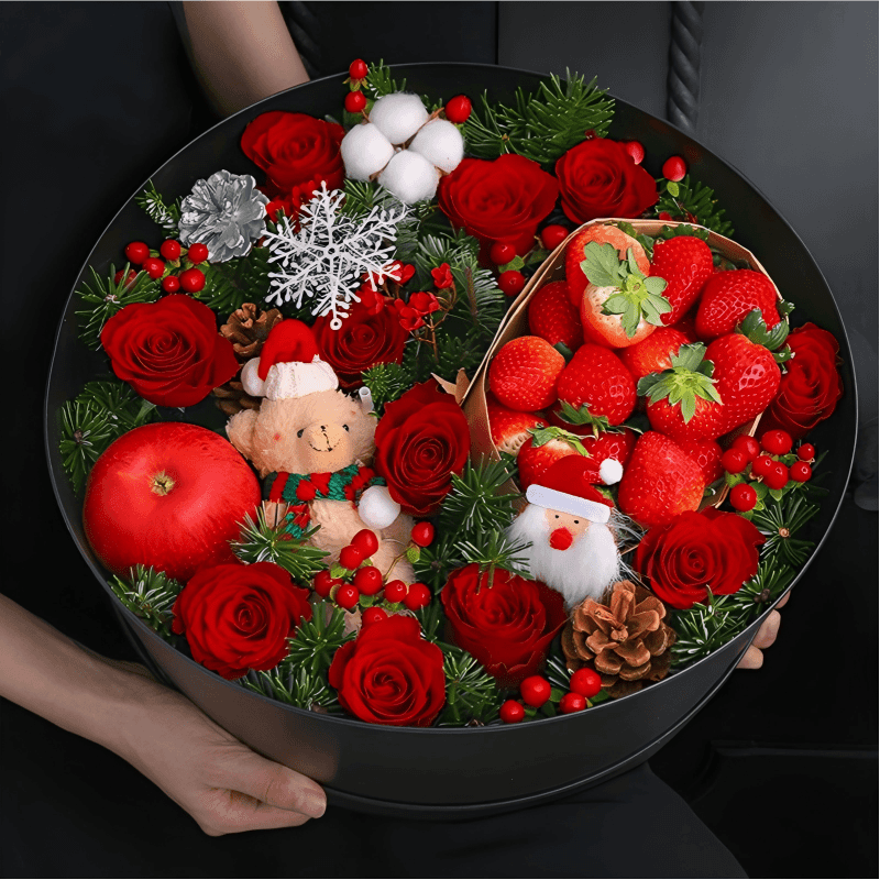 圣诞礼盒鲜花店同城送花上门免费配送礼物送女朋友附近团购小时达