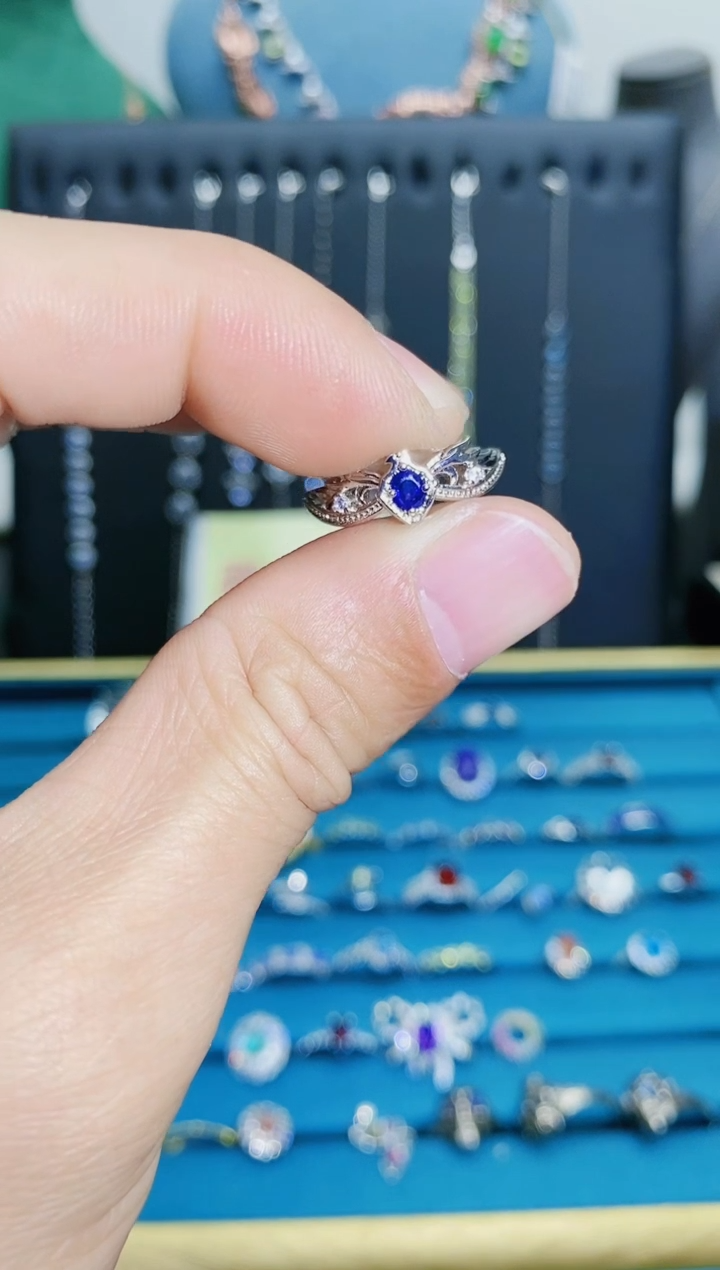 【闪购商品】蓝宝石戒指银S925镶嵌1121