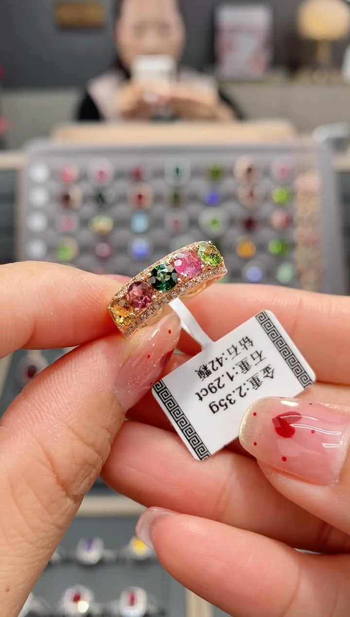 【闪购商品】碧玺戒指18K金镶嵌1.29  