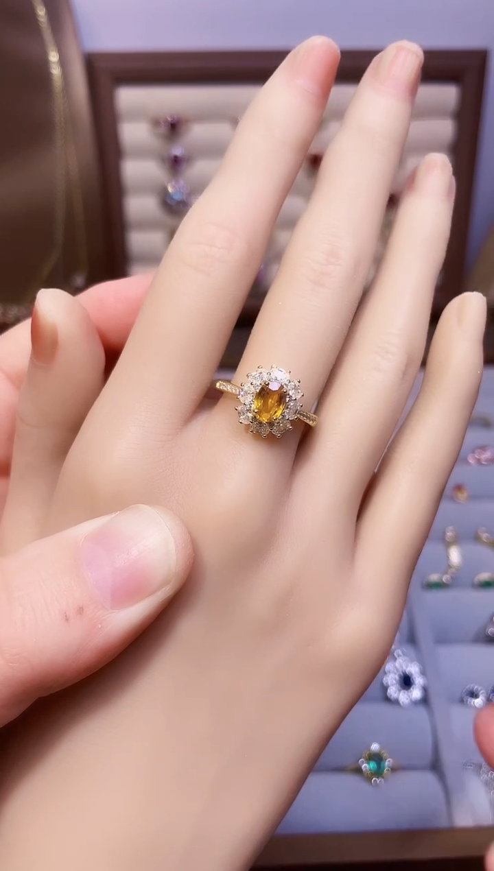 【闪购商品】彩色蓝宝石戒指银S925镶嵌一枚