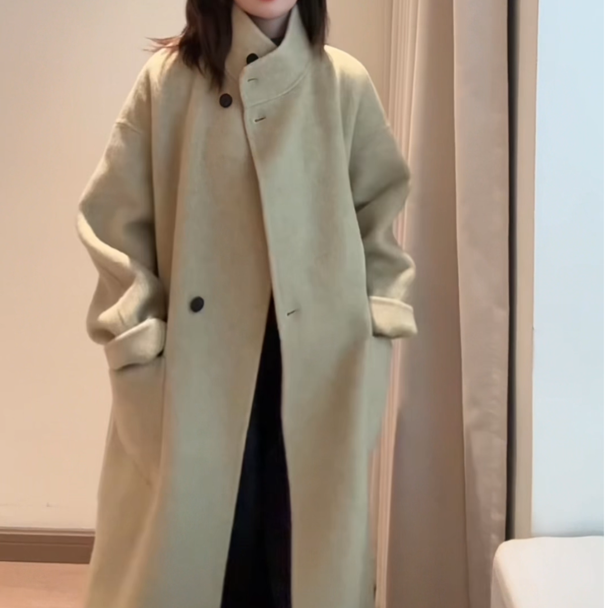 落日漫步 立领大衣系带长款大衣外套