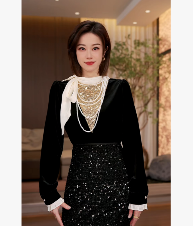 【怦然心动】Molly 时尚气质显瘦轻奢重工洋气优雅 上衣 M2530328