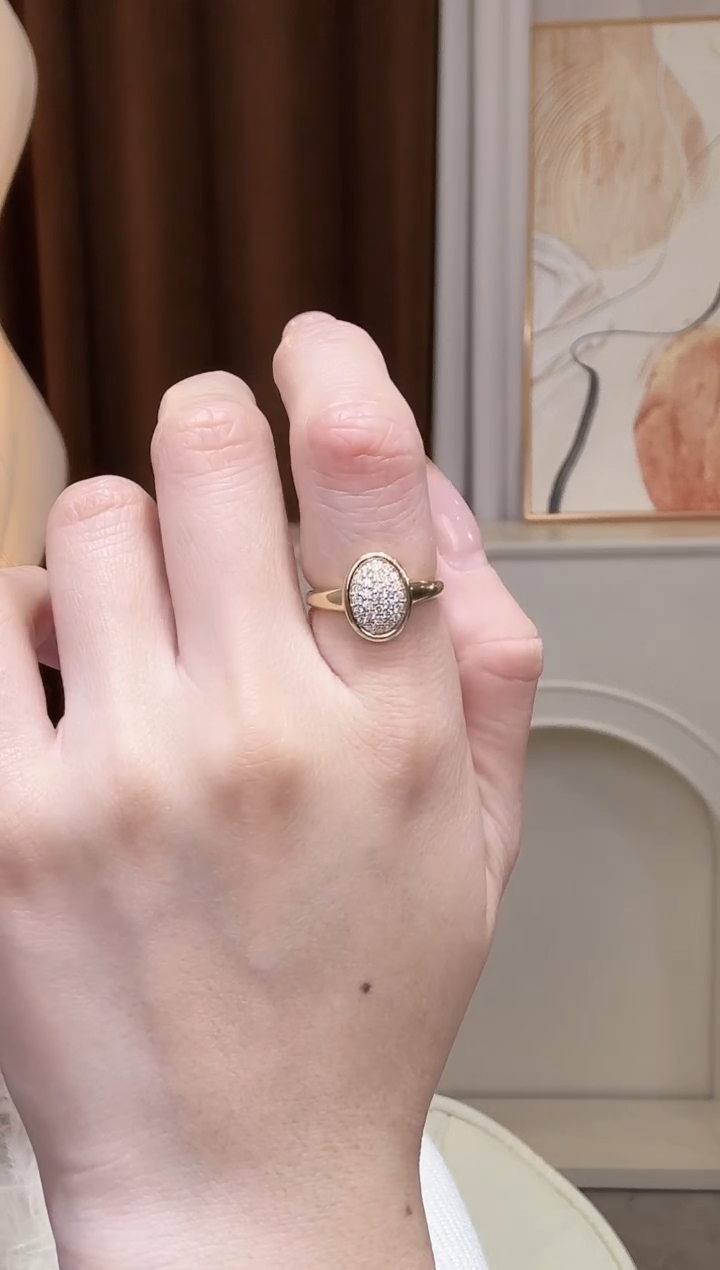 18K金镶嵌实验室培育钻石18k金k黄聚宝盆戒指 13戒圈