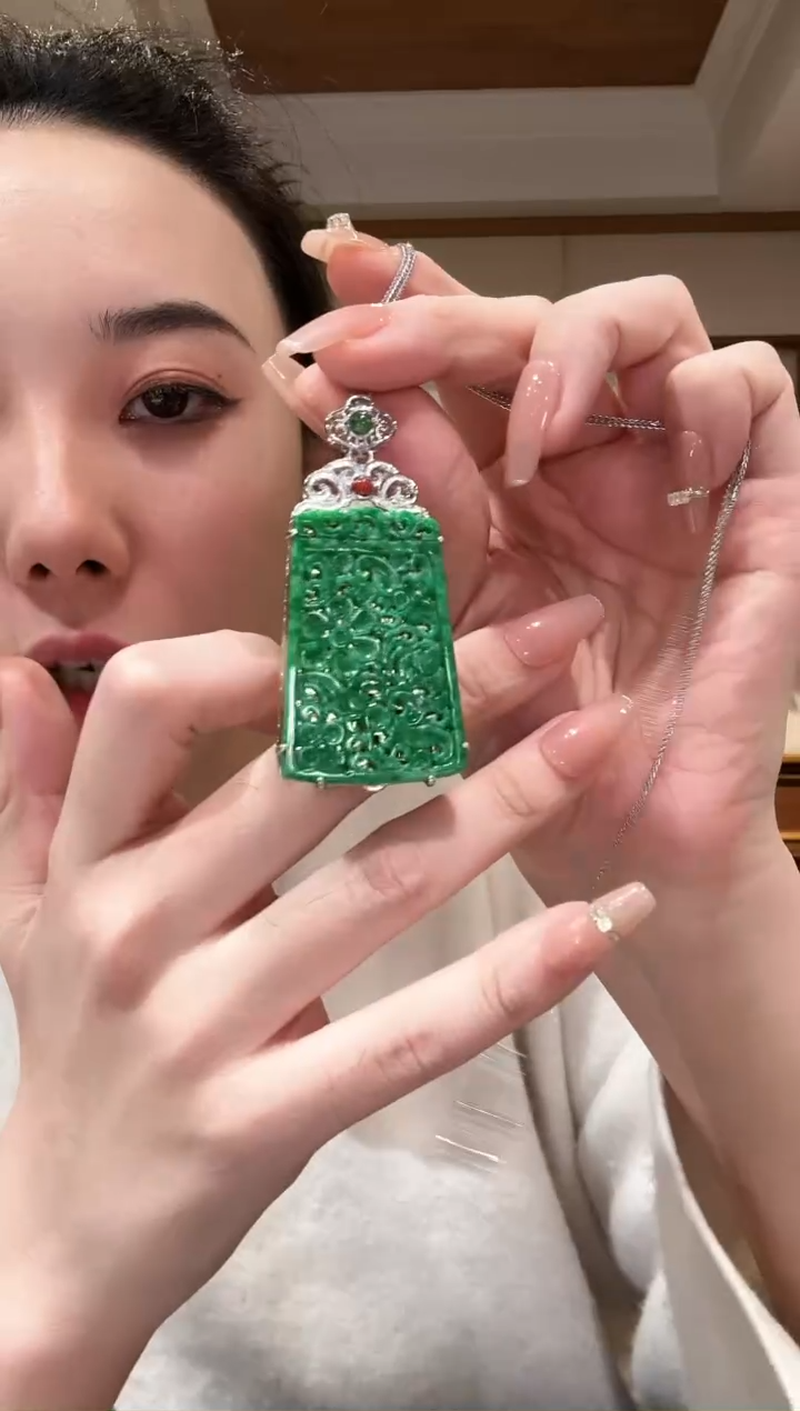 【闪购商品】翡翠颈饰银S925镶嵌国风