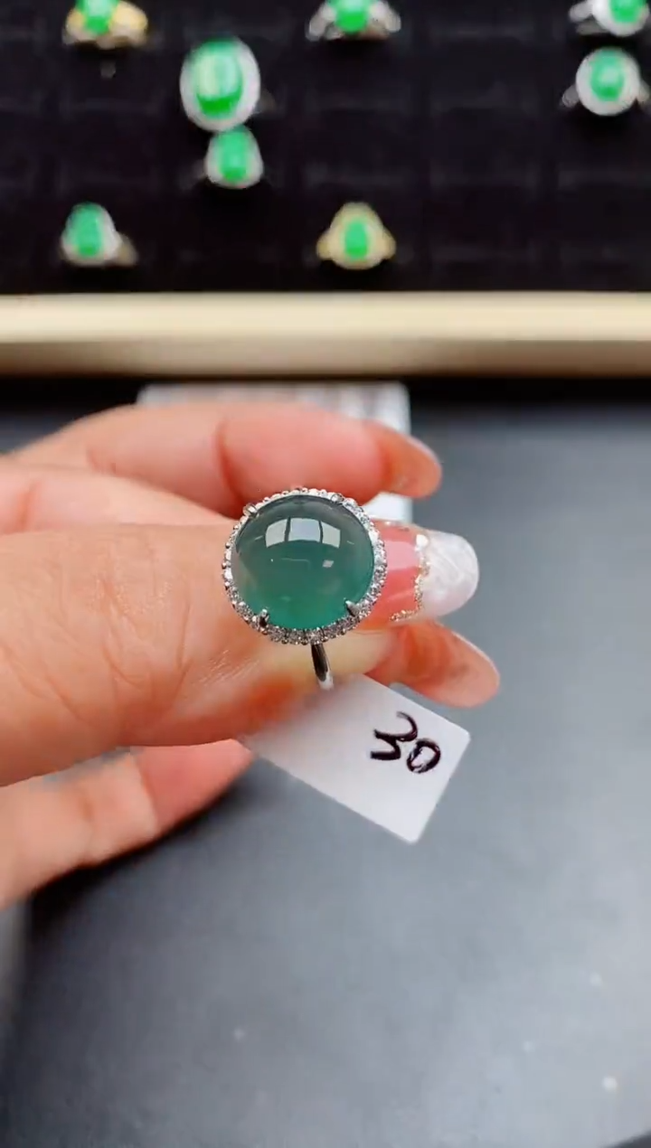 【闪购商品】翡翠戒指银S925镶嵌0850800