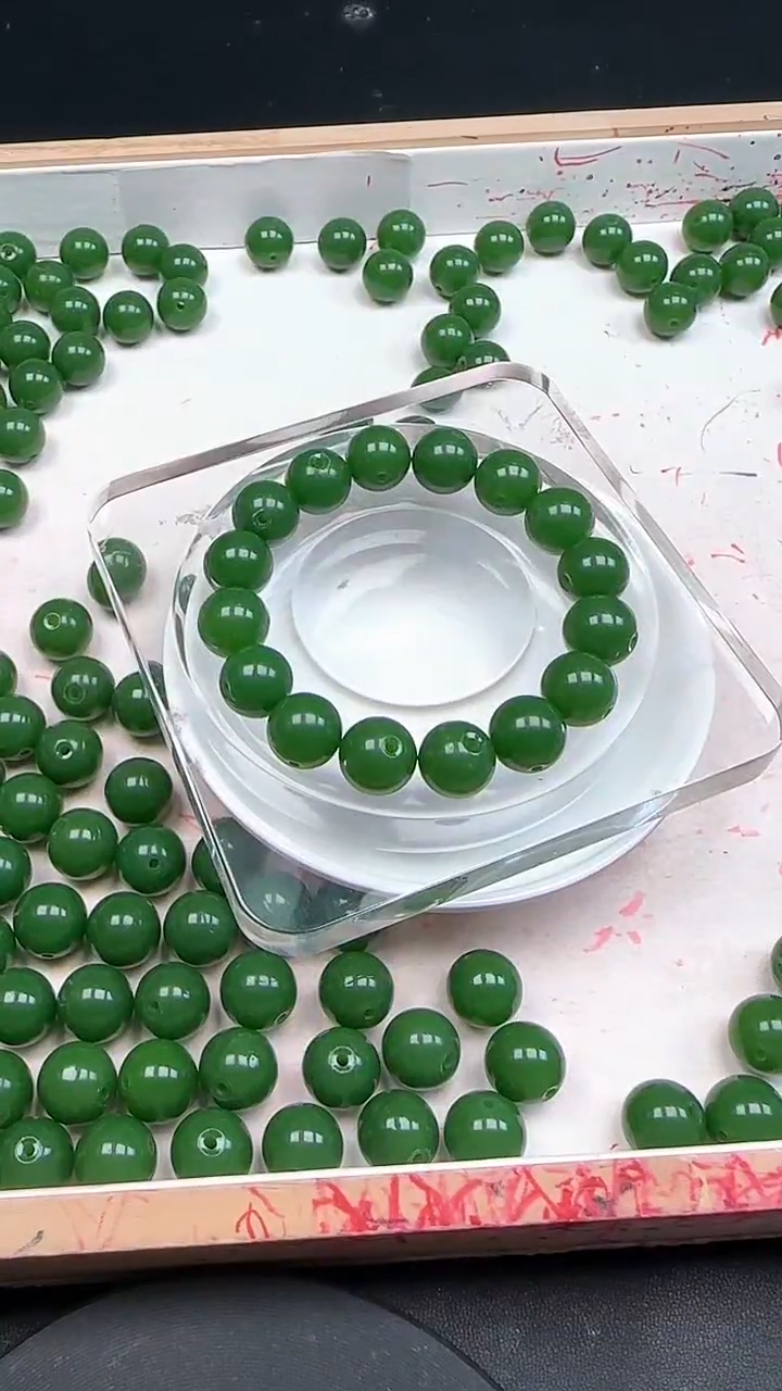 未镶嵌和田玉珠宝半成品碧玉N283卡12MM散珠10颗 赠弹力线