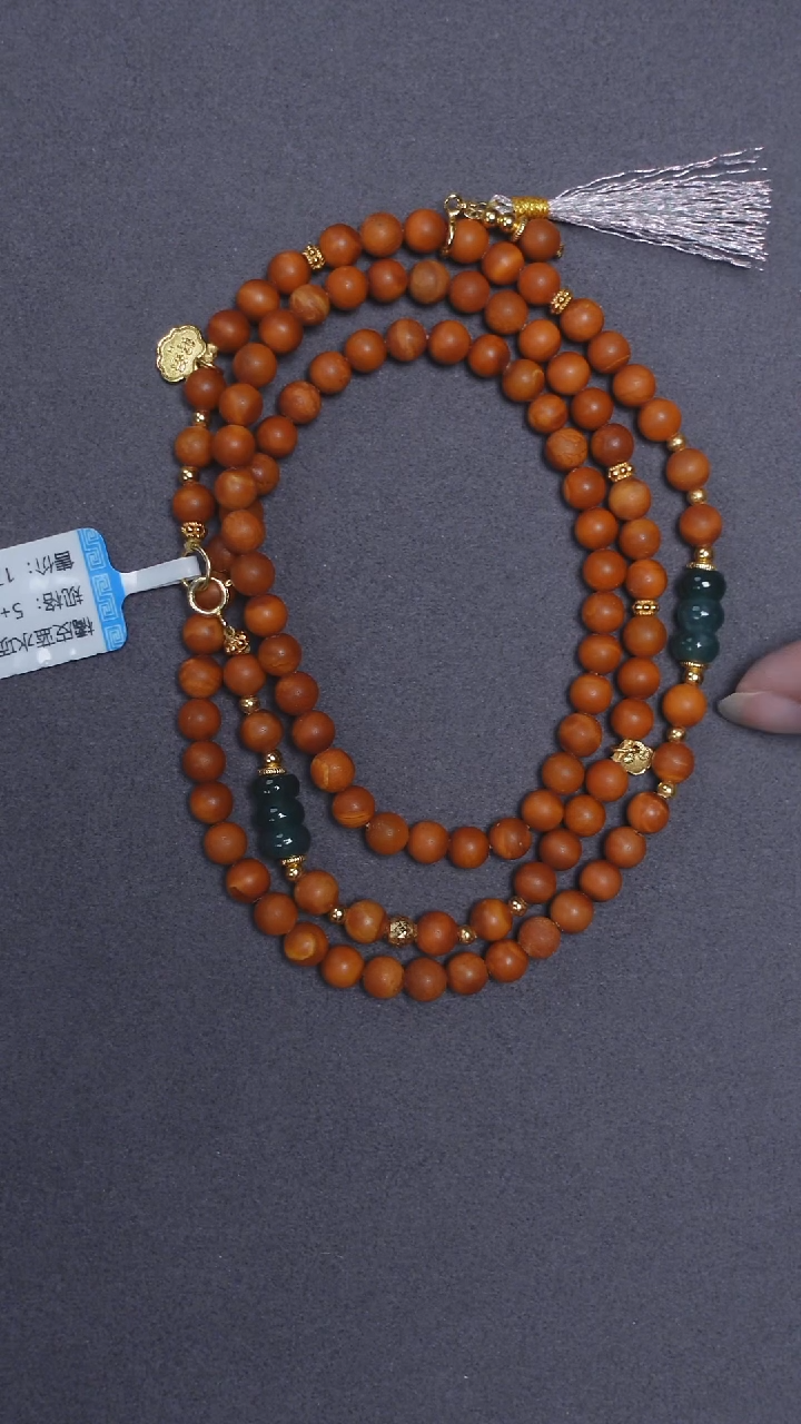 琥珀颈饰未镶嵌橘皮老蜡圆珠项链5mm