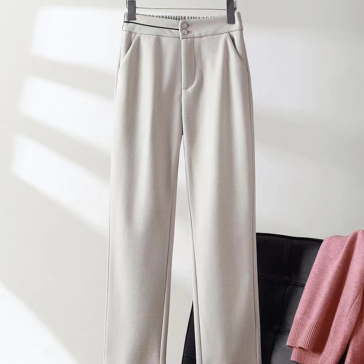 【裤长96-99CM】高腰扣腰烟管裤时尚百搭直筒裤外传秋冬宽松(9号)