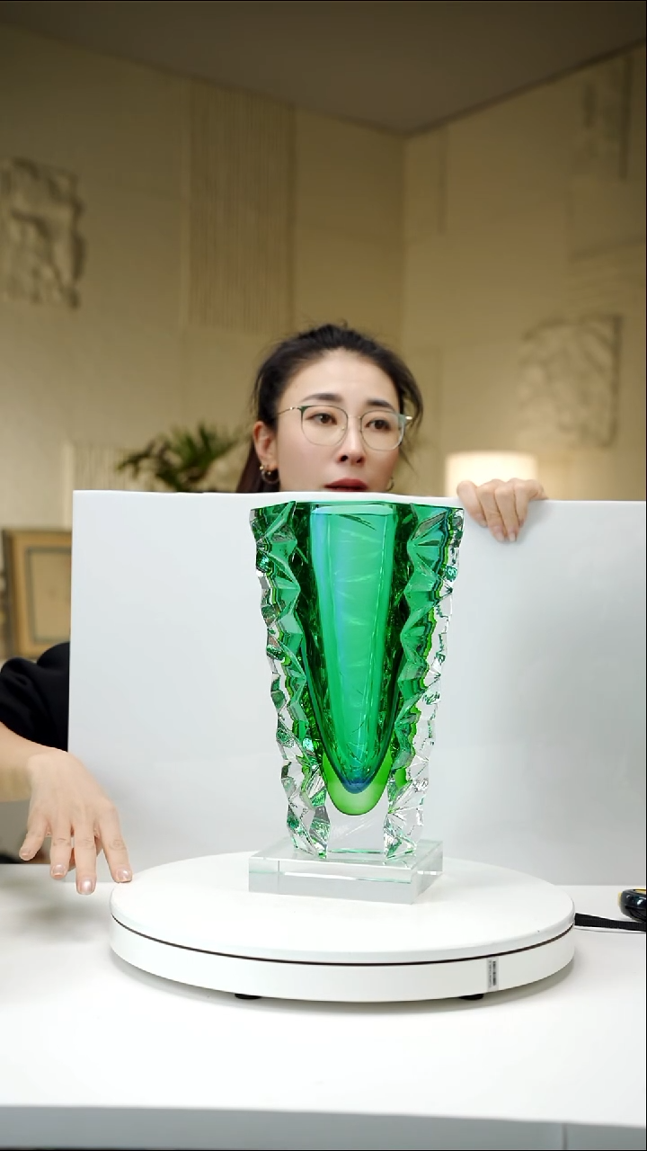 手工艺品琉璃兰*蓝绿色冰岛火山花瓶68号