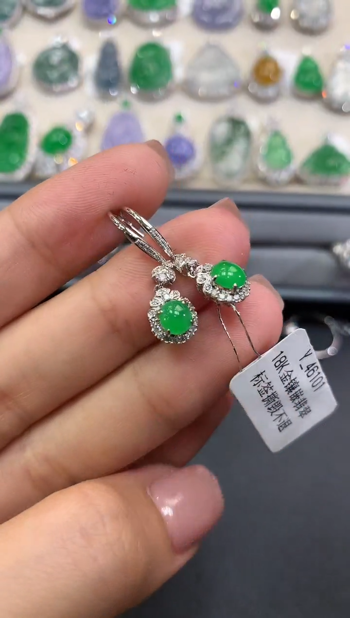 【闪购商品】翡翠耳饰18K金镶嵌a107  多样性一件发货
