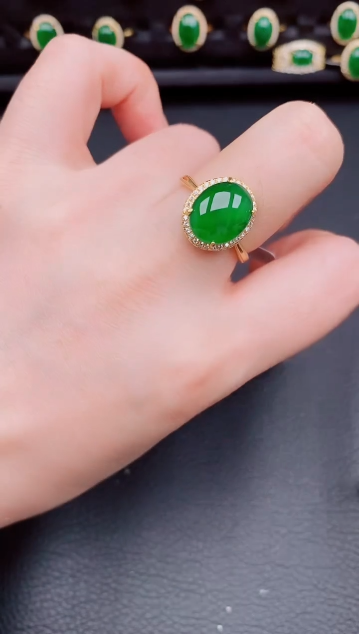 【闪购商品】翡翠戒指银S925镶嵌天然a货翡翠171