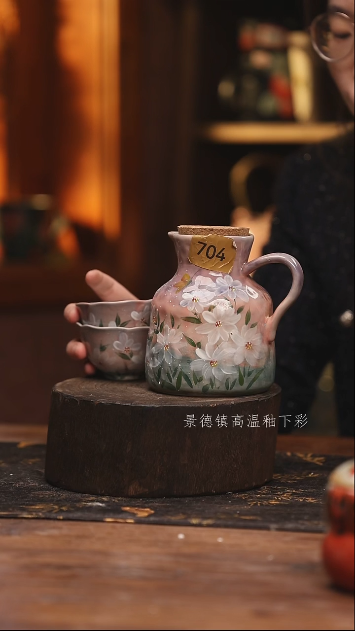 陶瓷景德镇高温釉下手绘陶瓷@L704@