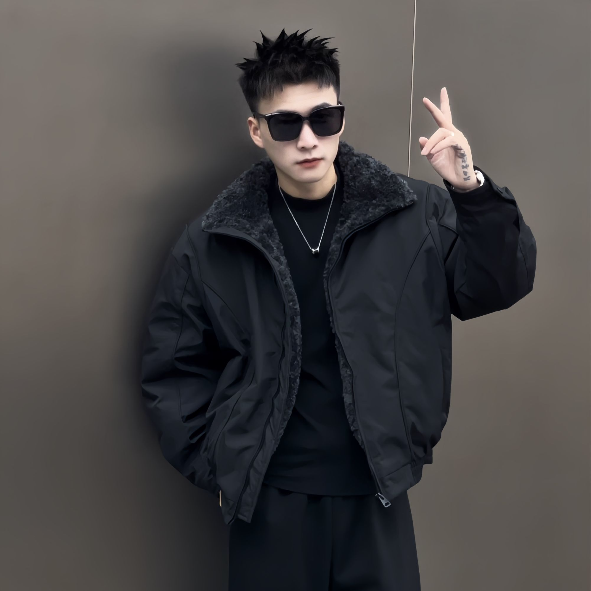 美式爆款毛领加厚棉服外套冬装潮牌保暖棉衣痞帅设计感防寒男棉袄