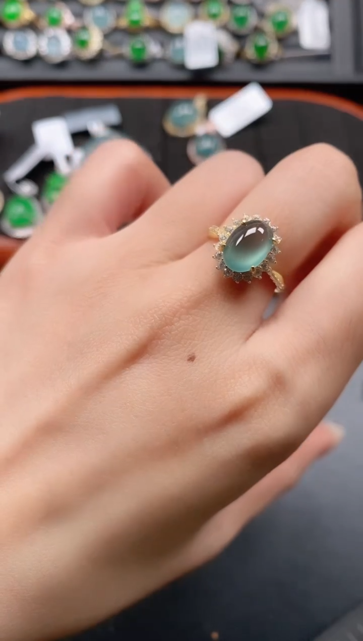 银S925镶嵌戒指翡翠111