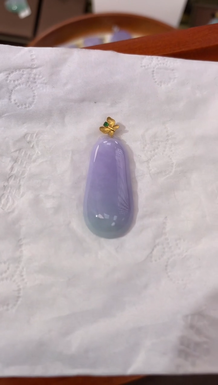 【闪购商品】翡翠颈饰18K金镶嵌天然缅甸a货翡翠