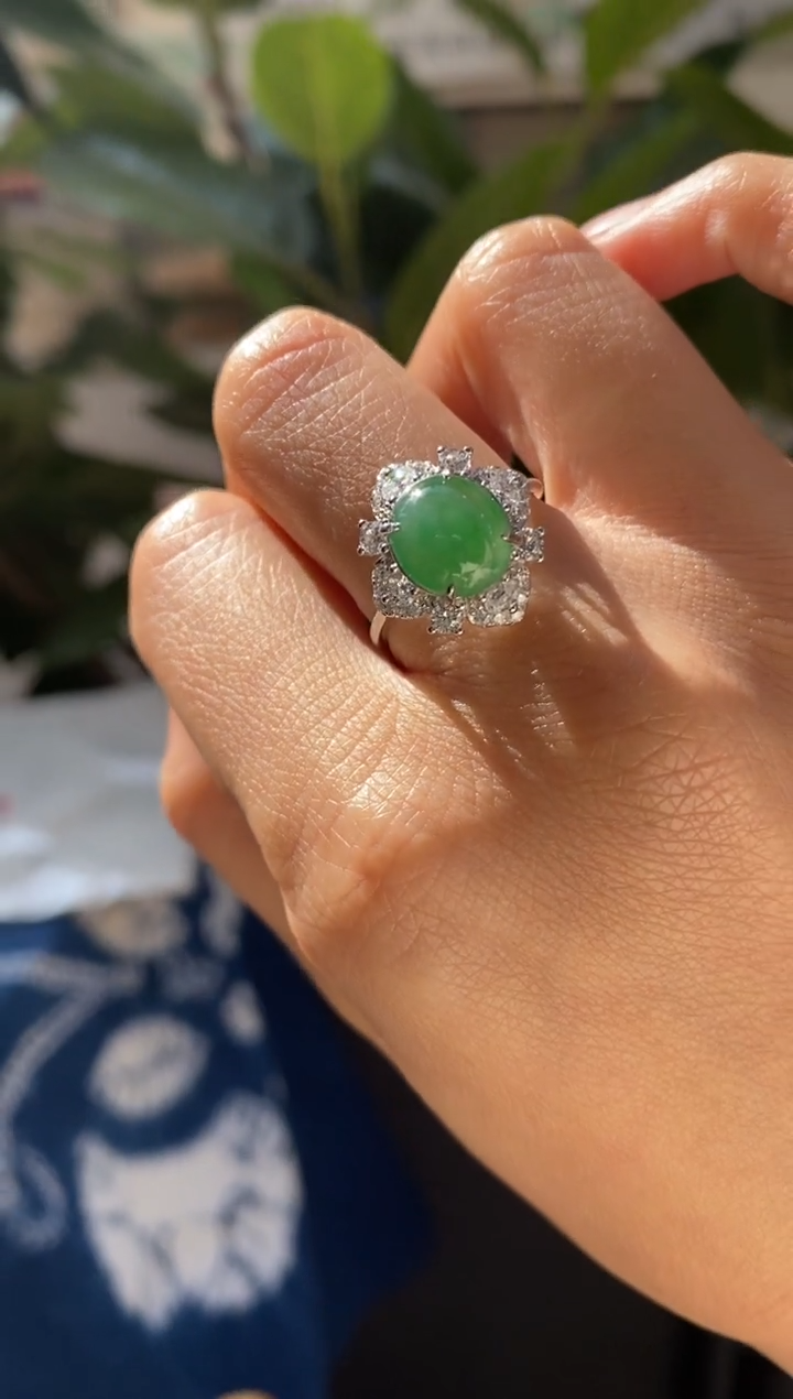 未镶嵌戒指翡翠翡翠蛋面戒指